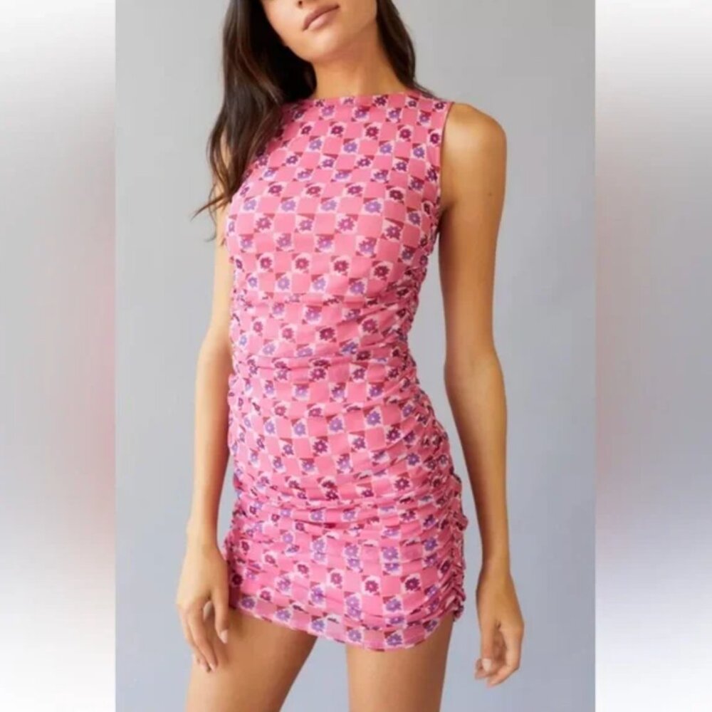 Urban Outfitters Austin Mesh Pink Sleeveless Mini Dress Size S